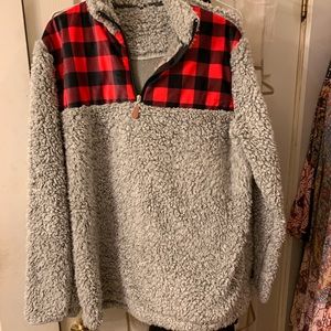 Buffalo plaid and gray pullover  size 2x /3x